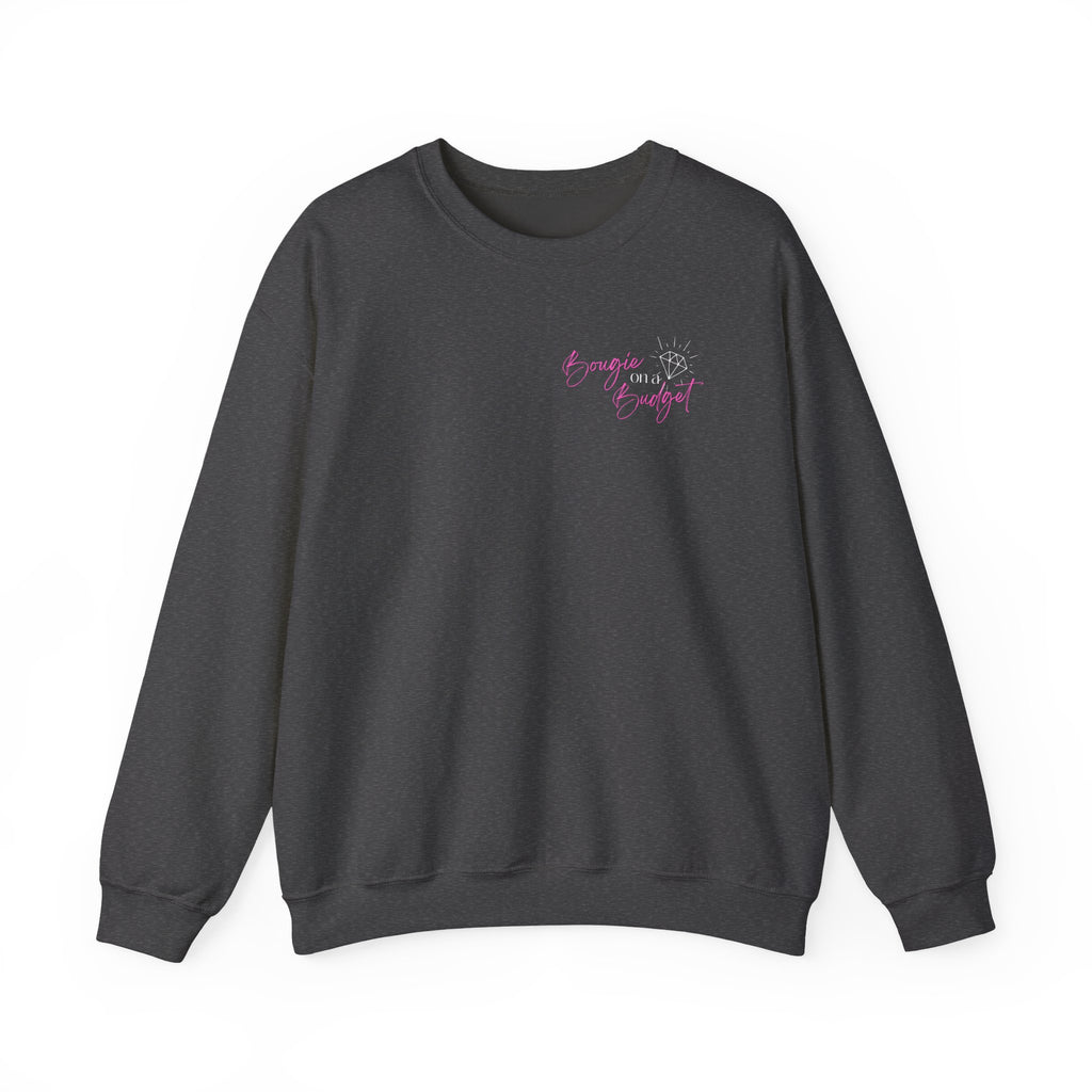 Bougie on a Budget Crewneck Sweatshirt, Trendy Pullover, Gift for Her, Casual Style, Perfect for Everyday Wear