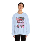 Master's Degree in Girl Math Sweatshirt | Pink calculator, leopard print, math icons
