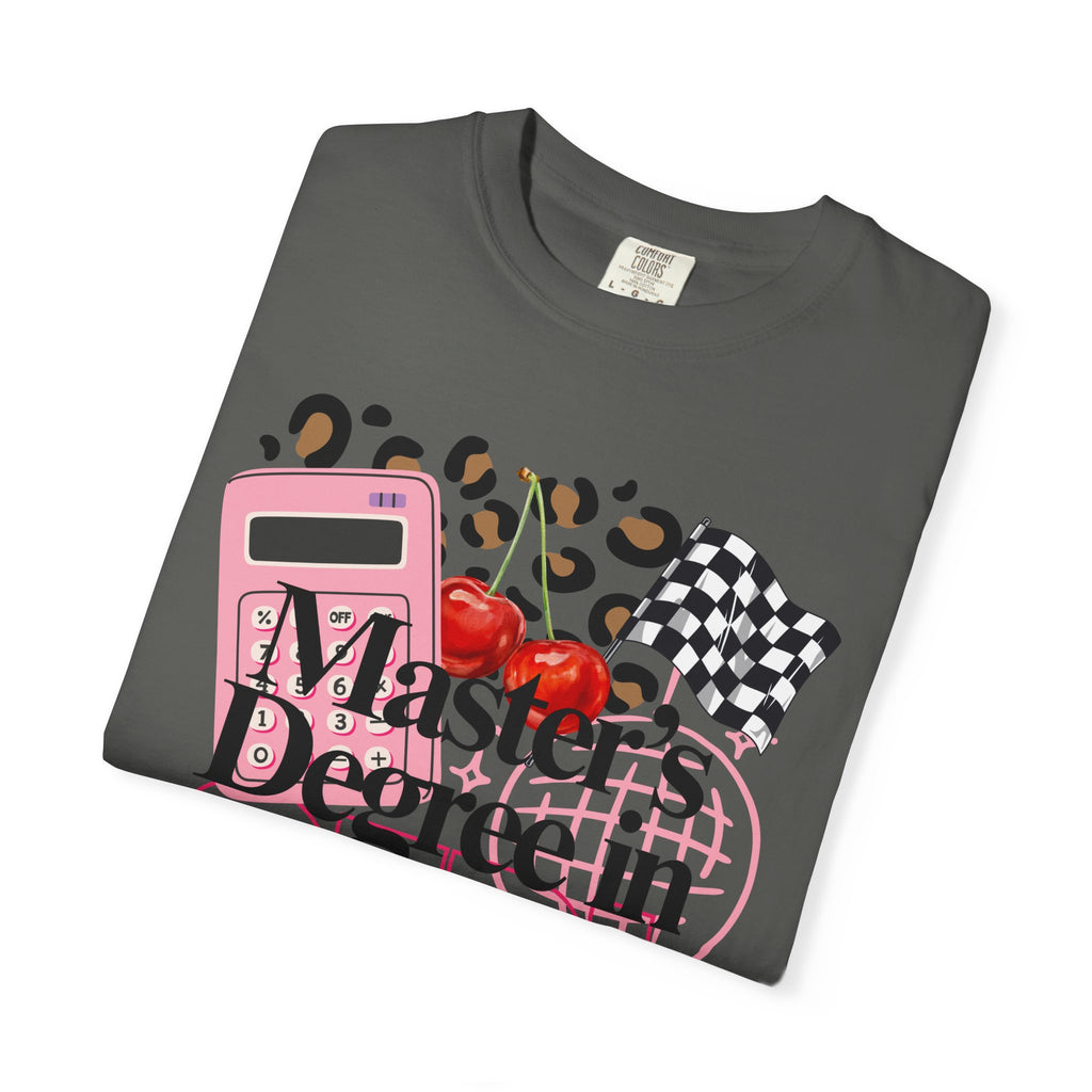 Master's Degree in Girl Math T-shirt | Calculator Leopard Heart Collage Tee Shirt