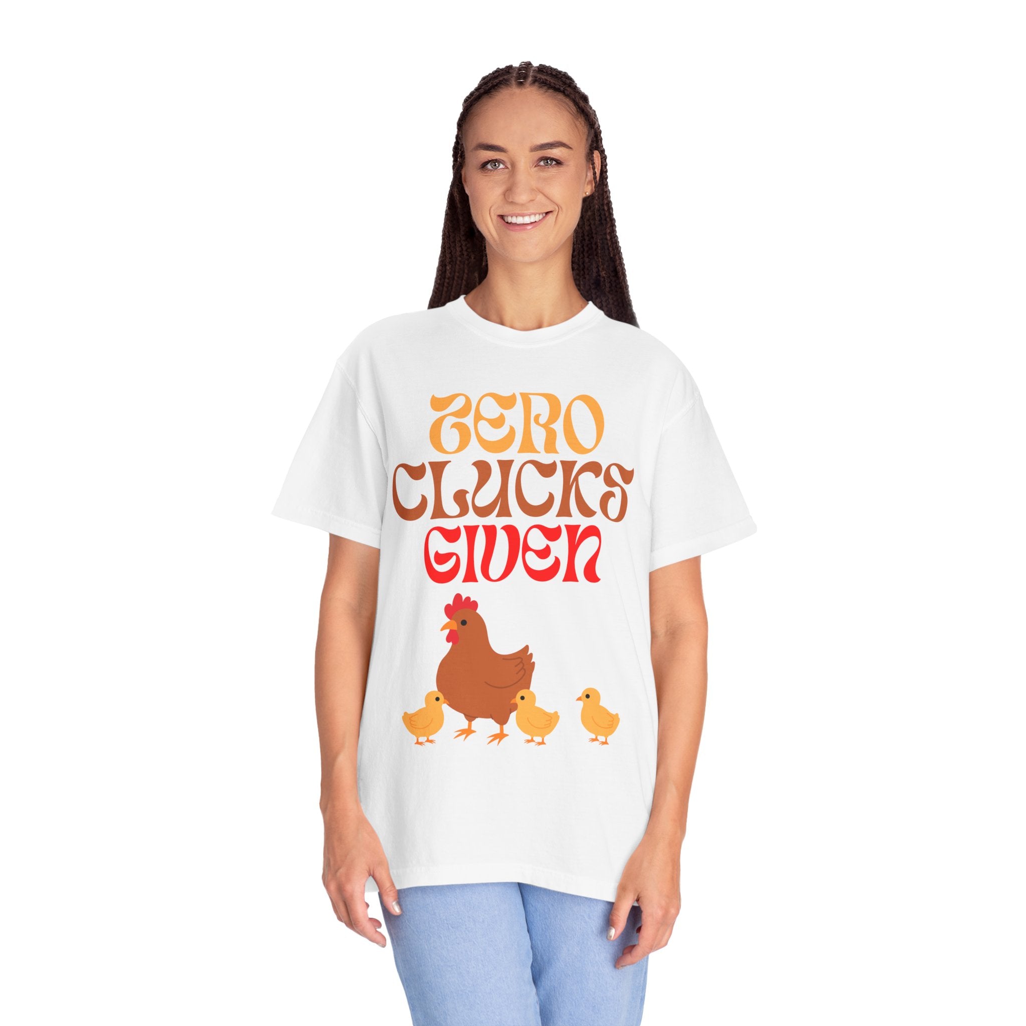 Zero Clucks Given COMFORT COLORS Graphic Tee - Chicken, Funny T-Shirt, Farm Animal Shirt, Casual Graphic Wear, Gift for Chicken Lovers