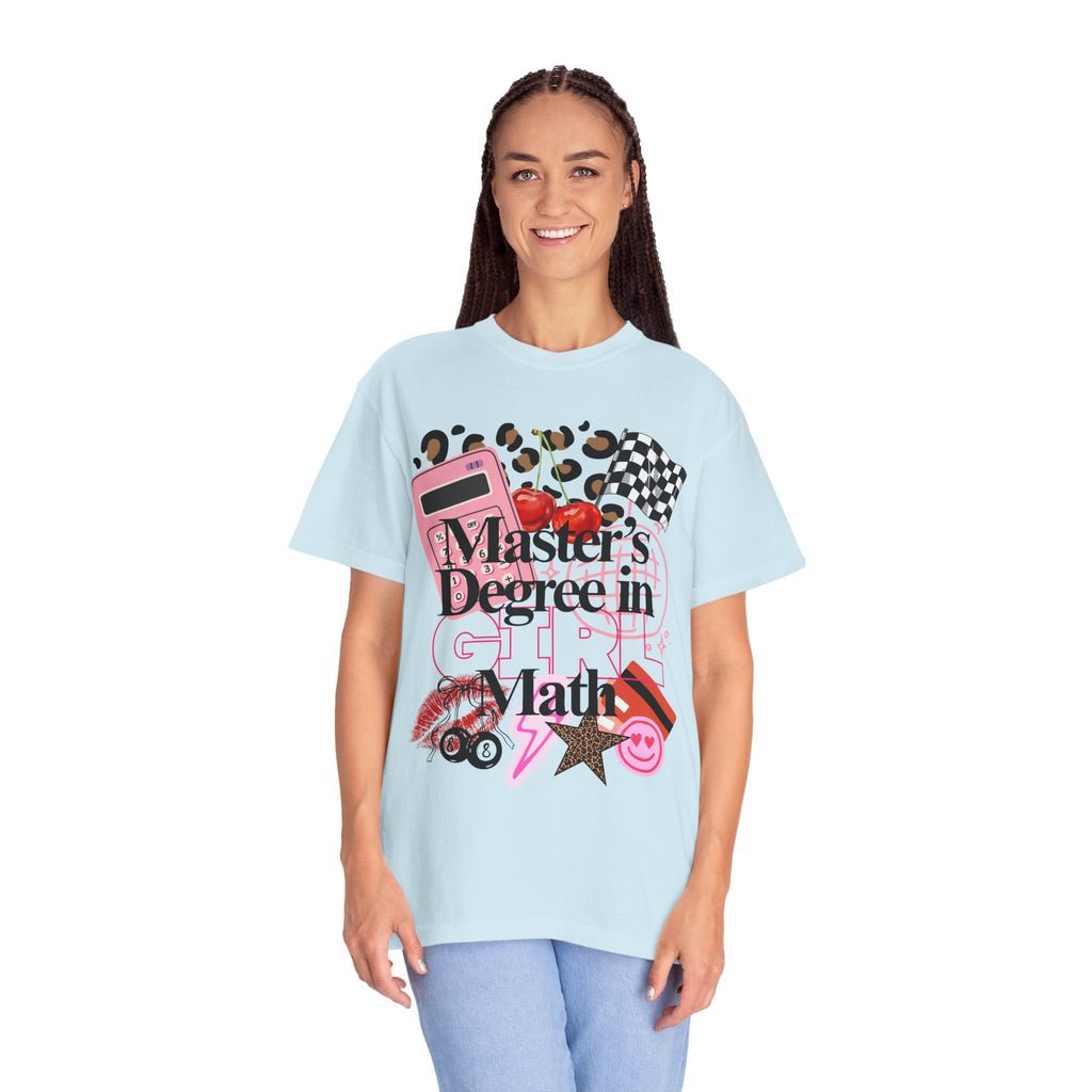 Master's Degree in Girl Math T-shirt | Calculator Leopard Heart Collage Tee Shirt