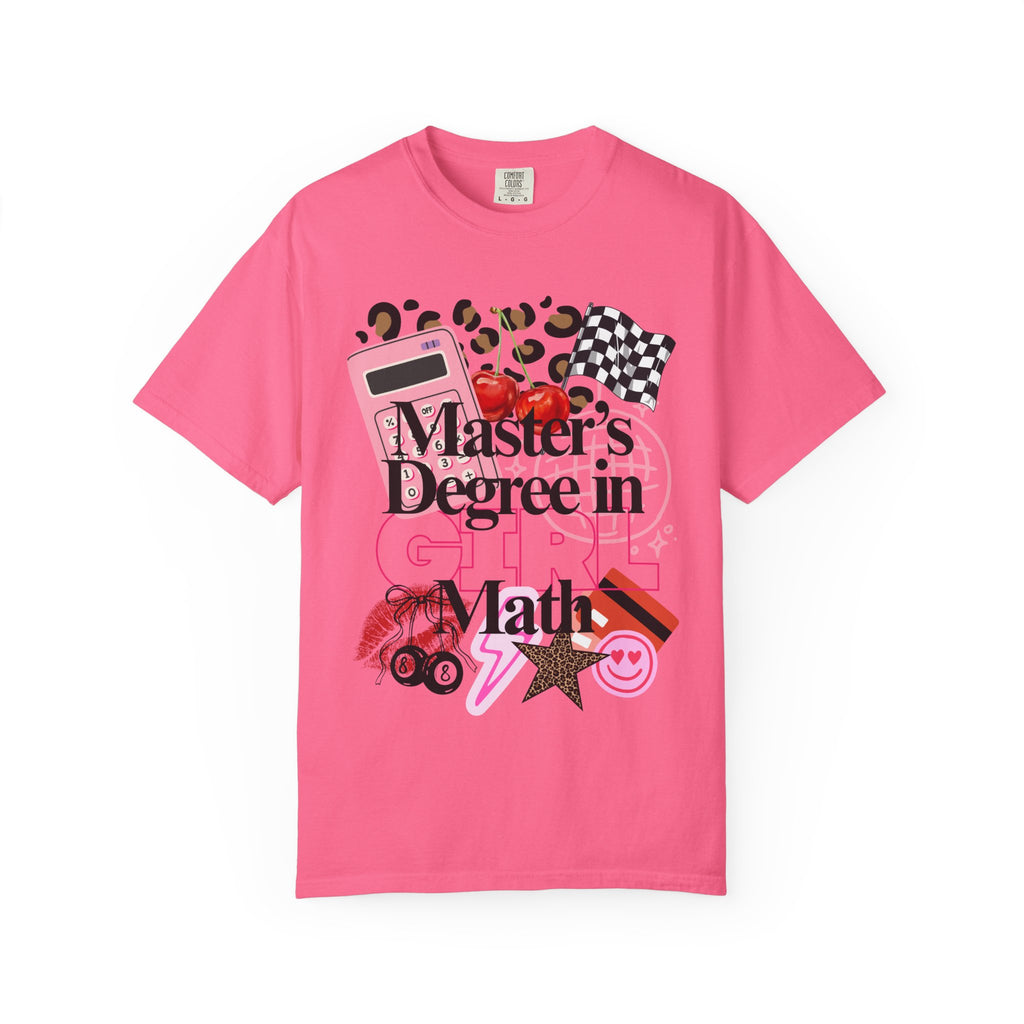 Master's Degree in Girl Math T-shirt | Calculator Leopard Heart Collage Tee Shirt