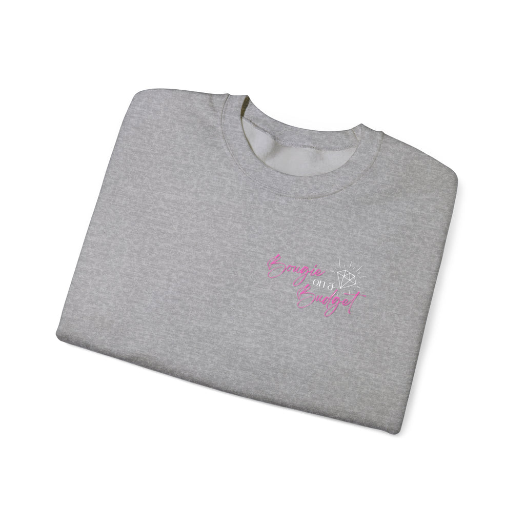 Bougie on a Budget Crewneck Sweatshirt, Trendy Pullover, Gift for Her, Casual Style, Perfect for Everyday Wear