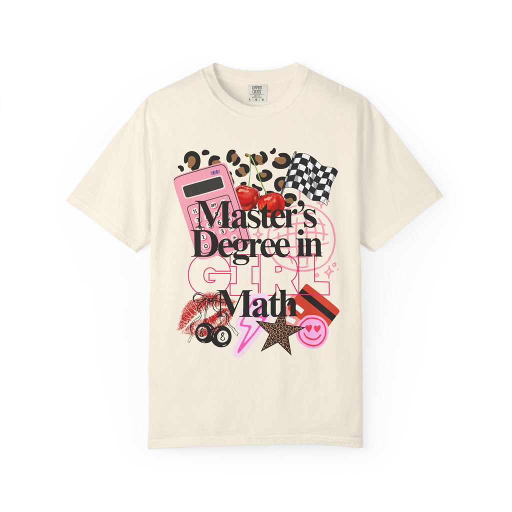 Master's Degree in Girl Math T-shirt | Calculator Leopard Heart Collage Tee Shirt