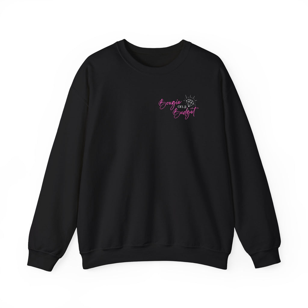 Bougie on a Budget Crewneck Sweatshirt, Trendy Pullover, Gift for Her, Casual Style, Perfect for Everyday Wear