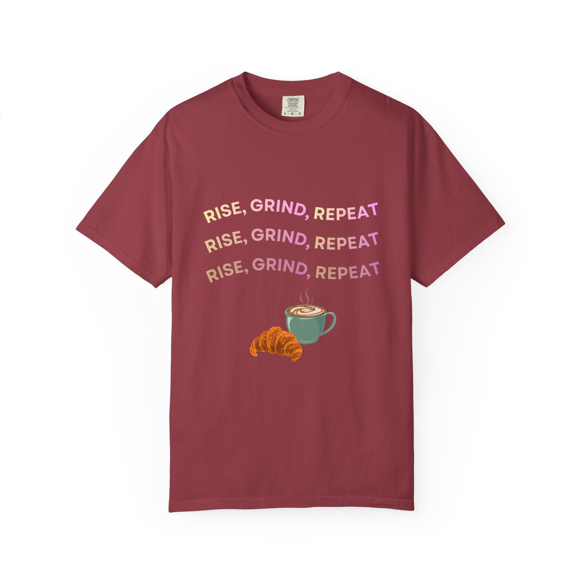 Rise Grind Repeat COMFORT COLORS Tee, Coffee Lover's Motivational T-shirt, Unisex Tee, Casual Everyday Shirt, Gift for Coffee Enthusiasts