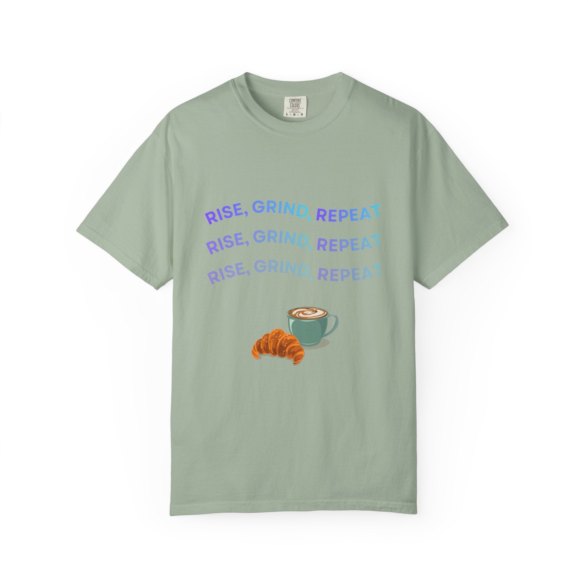 Rise Grind Repeat COMFORT COLORS Tee, Coffee Lover's Motivational T-shirt, Unisex Tee, Casual Everyday Shirt, Gift for Coffee Enthusiasts