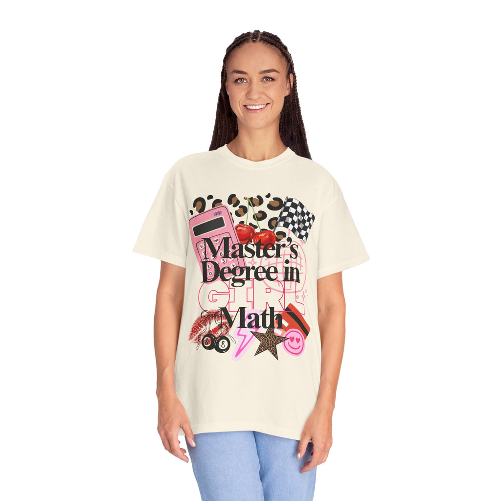 Master's Degree in Girl Math T-shirt | Calculator Leopard Heart Collage Tee Shirt