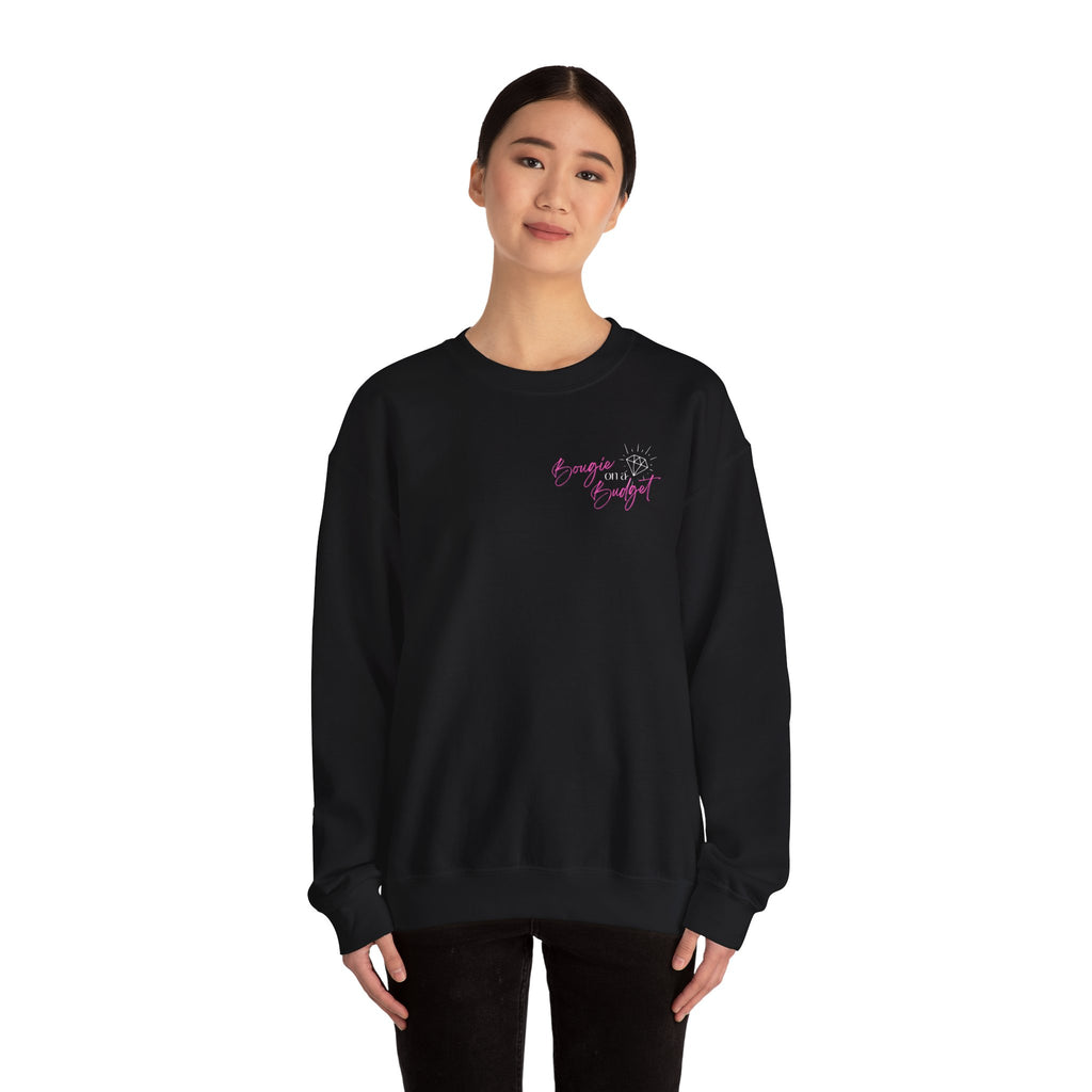 Bougie on a Budget Crewneck Sweatshirt, Trendy Pullover, Gift for Her, Casual Style, Perfect for Everyday Wear