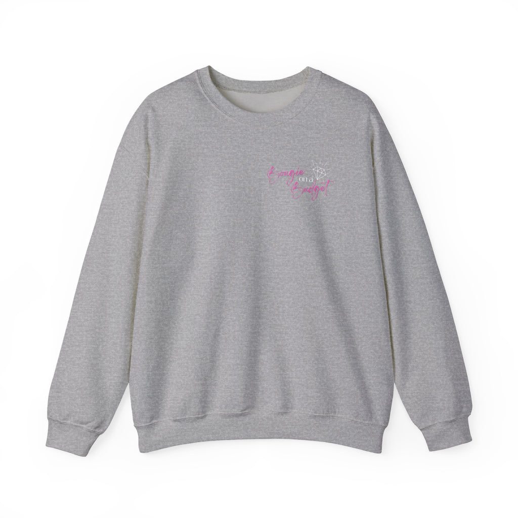 Bougie on a Budget Crewneck Sweatshirt, Trendy Pullover, Gift for Her, Casual Style, Perfect for Everyday Wear