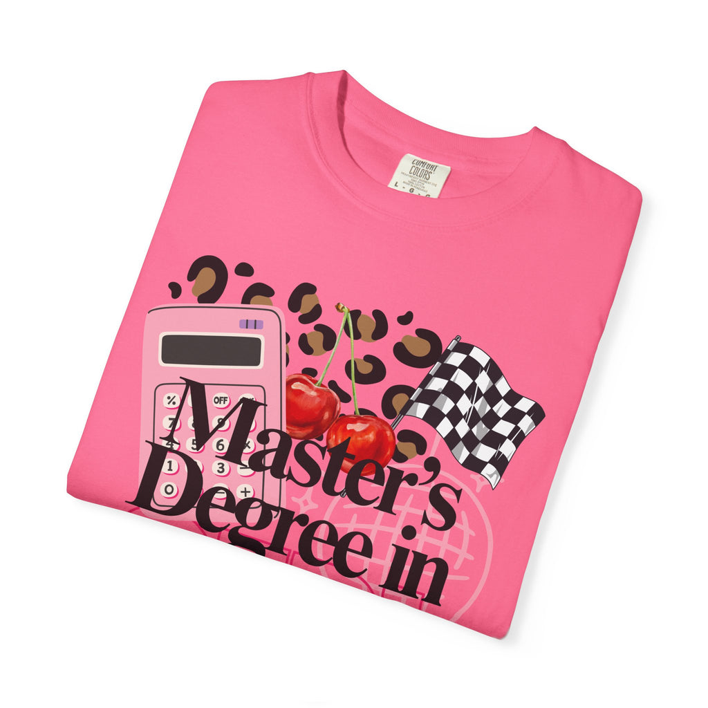 Master's Degree in Girl Math T-shirt | Calculator Leopard Heart Collage Tee Shirt