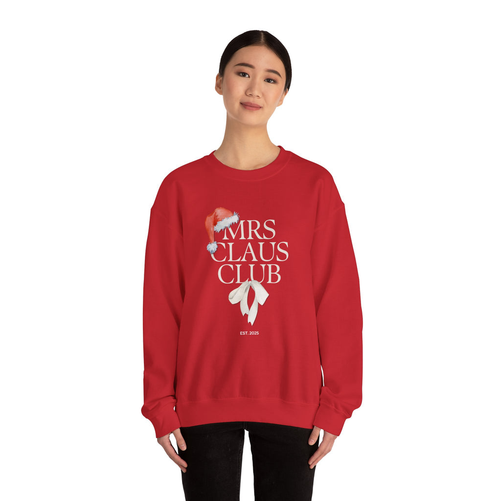 Mrs. Claus Club Sweatshirt, Cozy Holiday Apparel, Unisex Christmas Gift, Festive Crewneck, Winter Wardrobe Essential