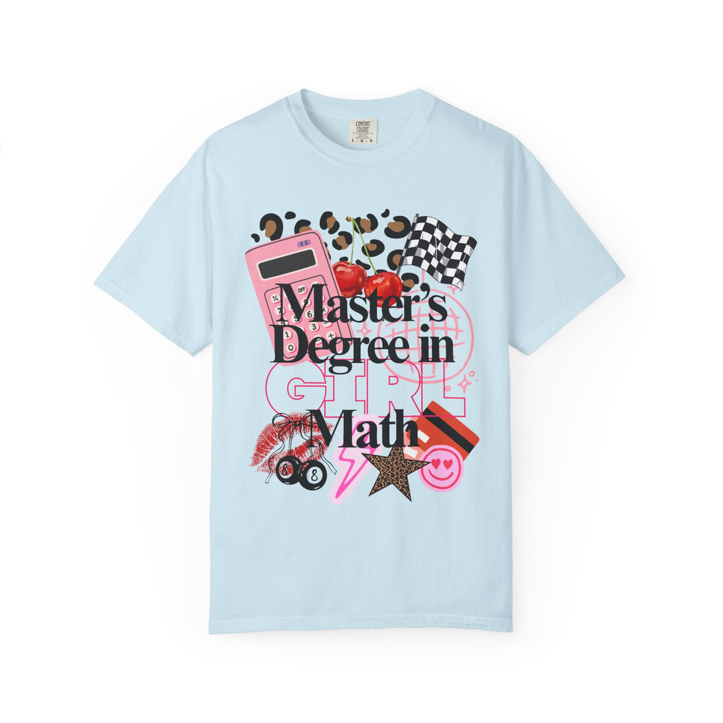 Master's Degree in Girl Math T-shirt | Calculator Leopard Heart Collage Tee Shirt