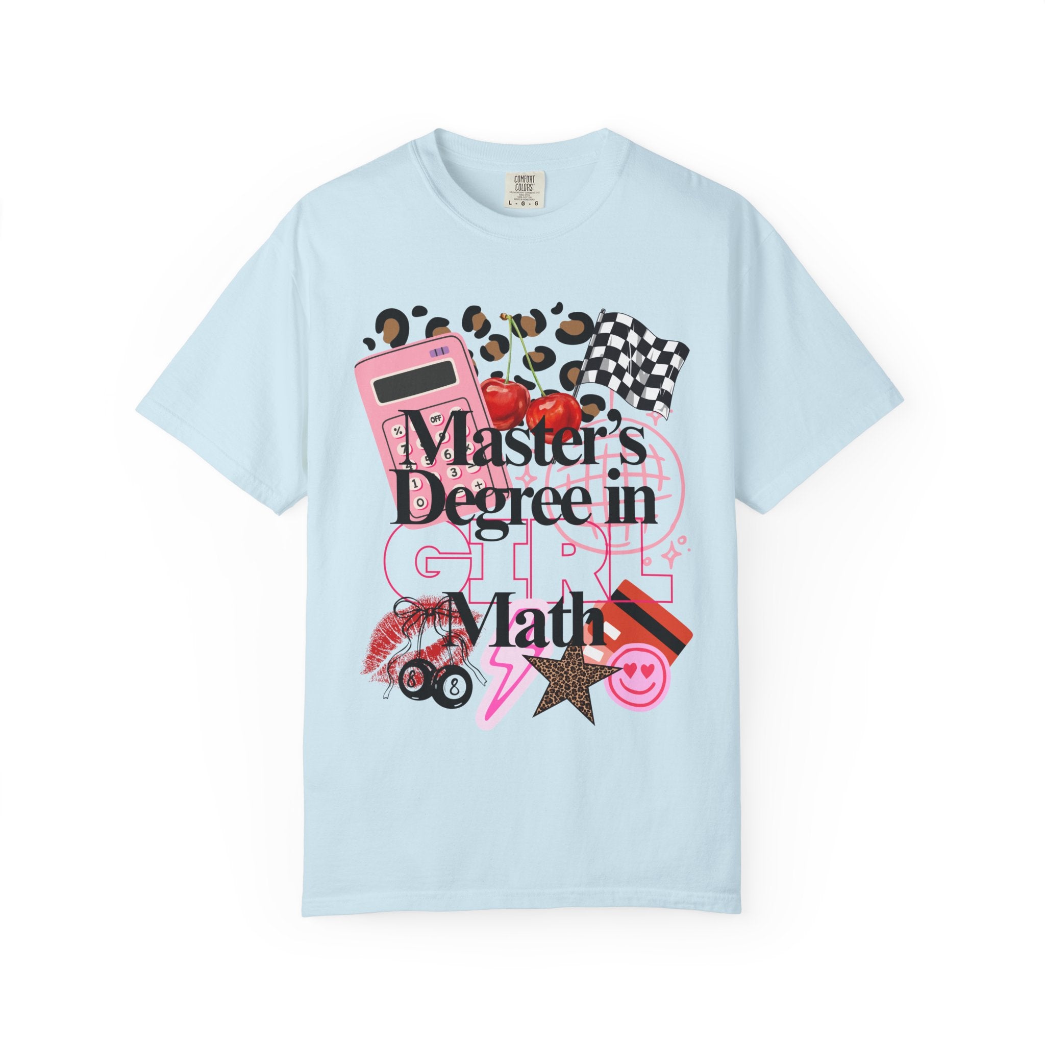 Master's Degree in Girl Math T-shirt | Calculator Leopard Heart Collage Tee Shirt