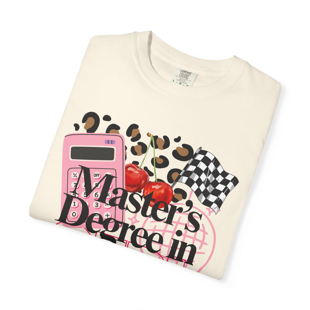 Master's Degree in Girl Math T-shirt | Calculator Leopard Heart Collage Tee Shirt