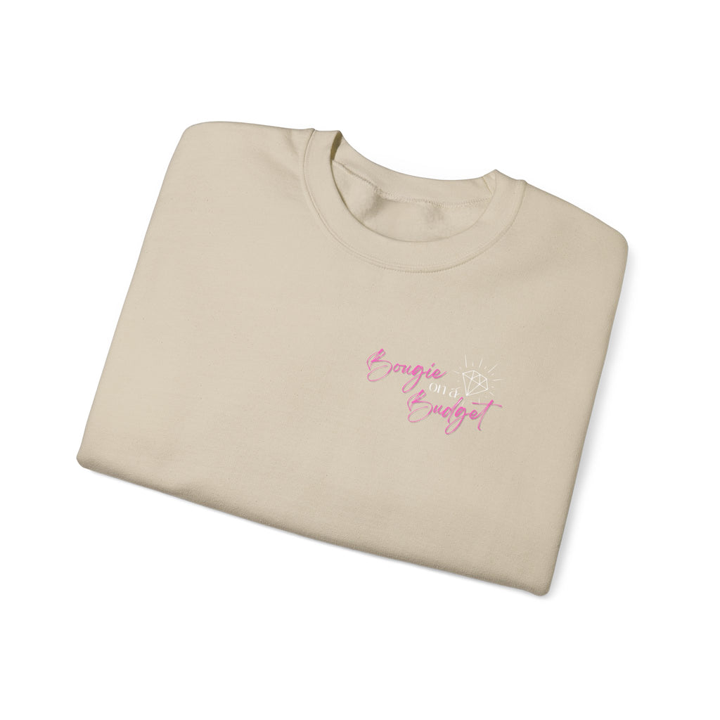 Bougie on a Budget Crewneck Sweatshirt, Trendy Pullover, Gift for Her, Casual Style, Perfect for Everyday Wear