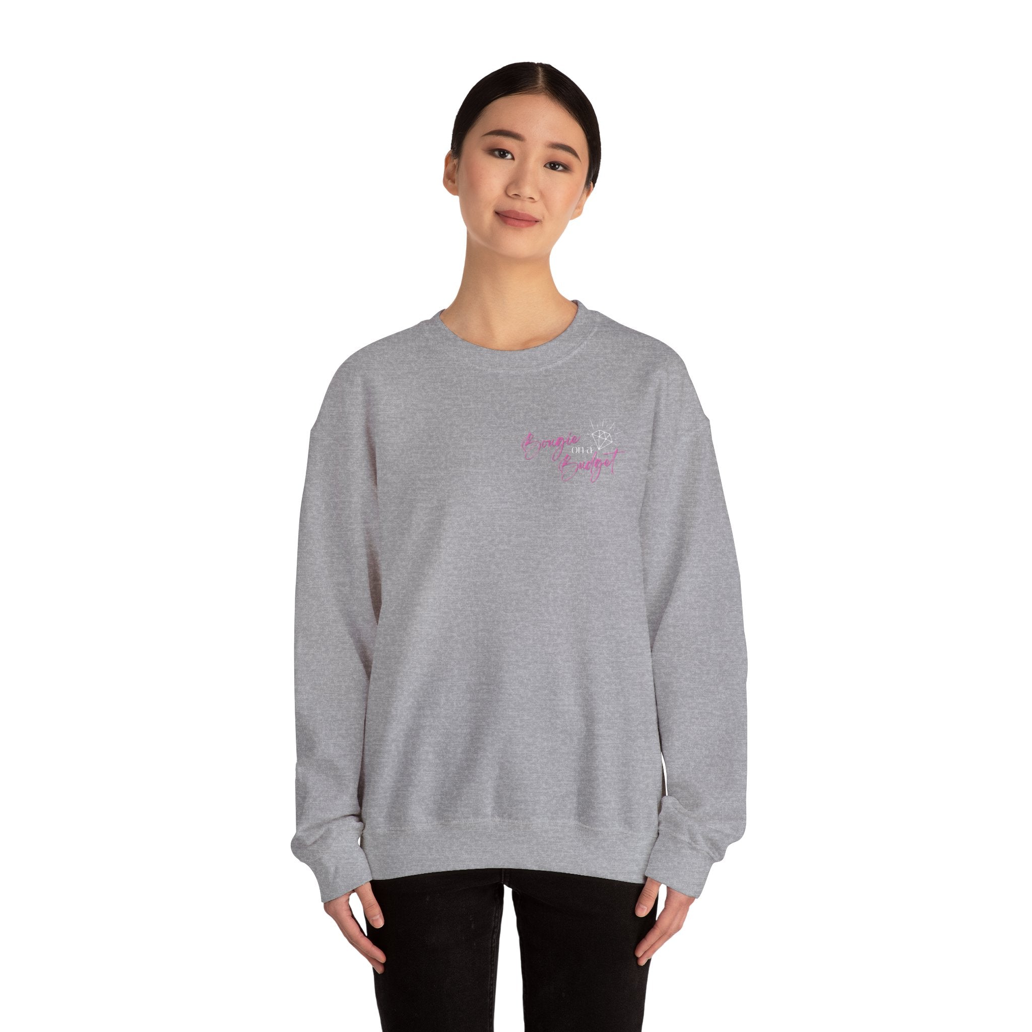 Bougie on a Budget Crewneck Sweatshirt, Trendy Pullover, Gift for Her, Casual Style, Perfect for Everyday Wear