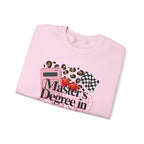 Master's Degree in Girl Math Sweatshirt | Pink calculator, leopard print, math icons