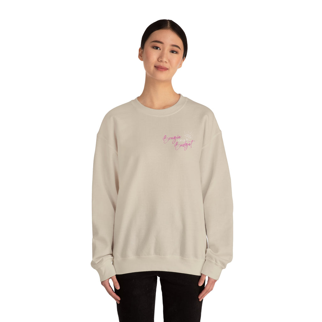 Bougie on a Budget Crewneck Sweatshirt, Trendy Pullover, Gift for Her, Casual Style, Perfect for Everyday Wear