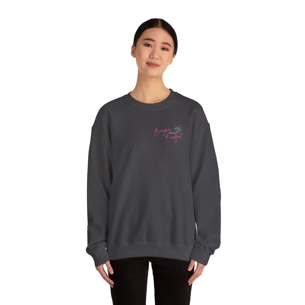 Bougie on a Budget Crewneck Sweatshirt, Trendy Pullover, Gift for Her, Casual Style, Perfect for Everyday Wear