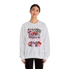 Master's Degree in Girl Math Sweatshirt | Pink calculator, leopard print, math icons