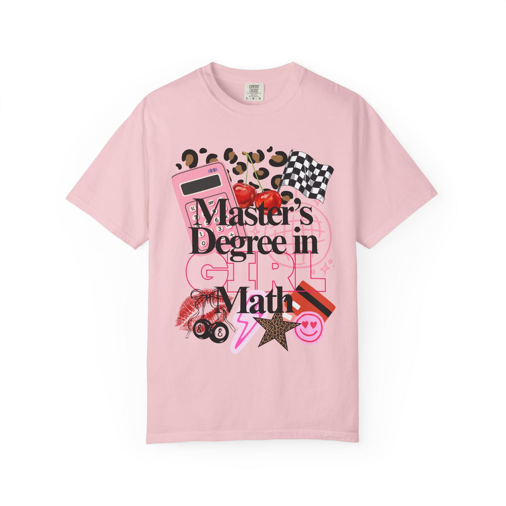 Master's Degree in Girl Math T-shirt | Calculator Leopard Heart Collage Tee Shirt