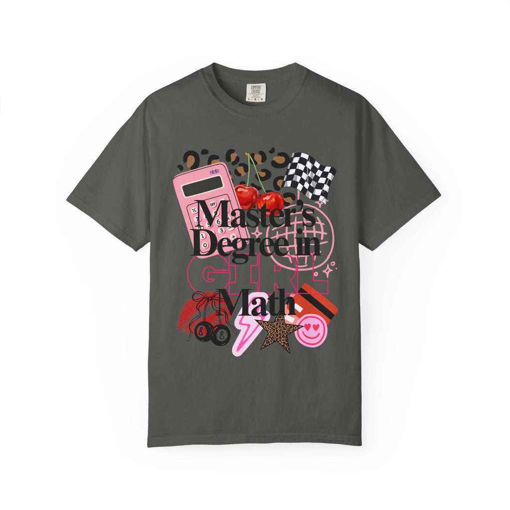 Master's Degree in Girl Math T-shirt | Calculator Leopard Heart Collage Tee Shirt