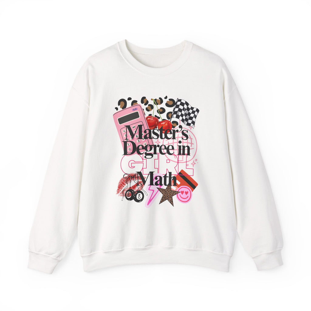 Master's Degree in Girl Math Sweatshirt | Pink calculator, leopard print, math icons