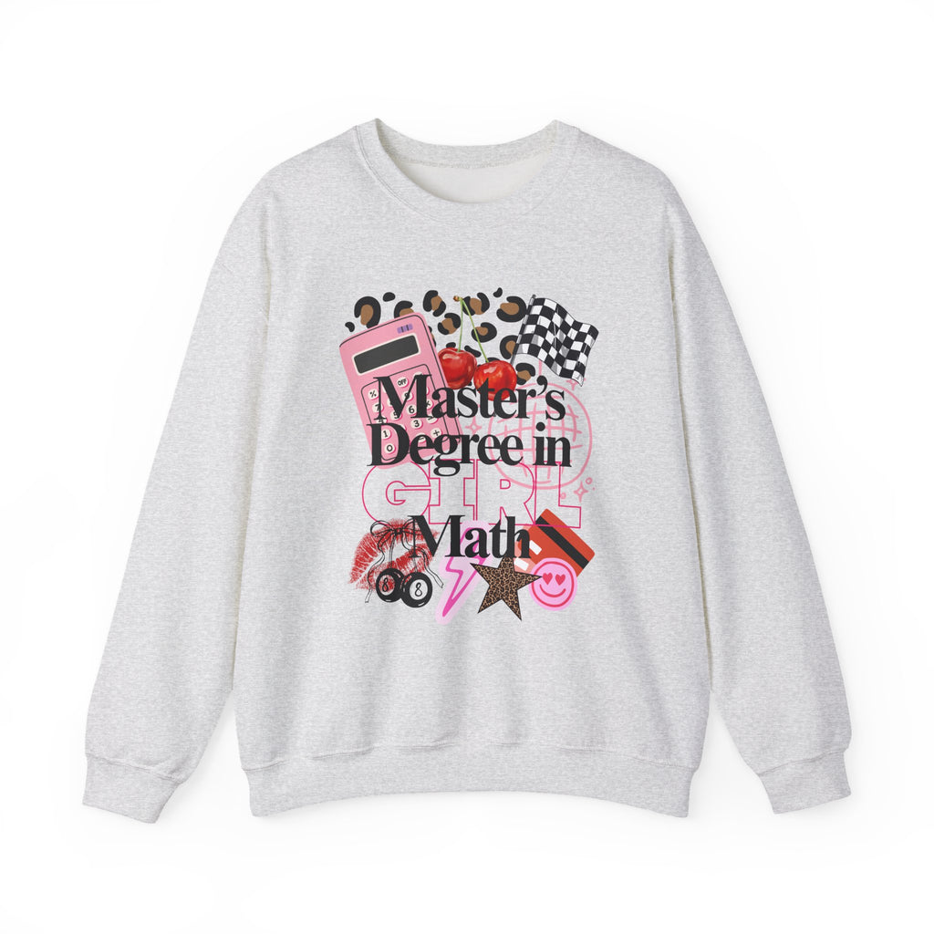Master's Degree in Girl Math Sweatshirt | Pink calculator, leopard print, math icons