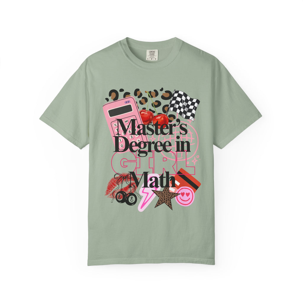 Master's Degree in Girl Math T-shirt | Calculator Leopard Heart Collage Tee Shirt
