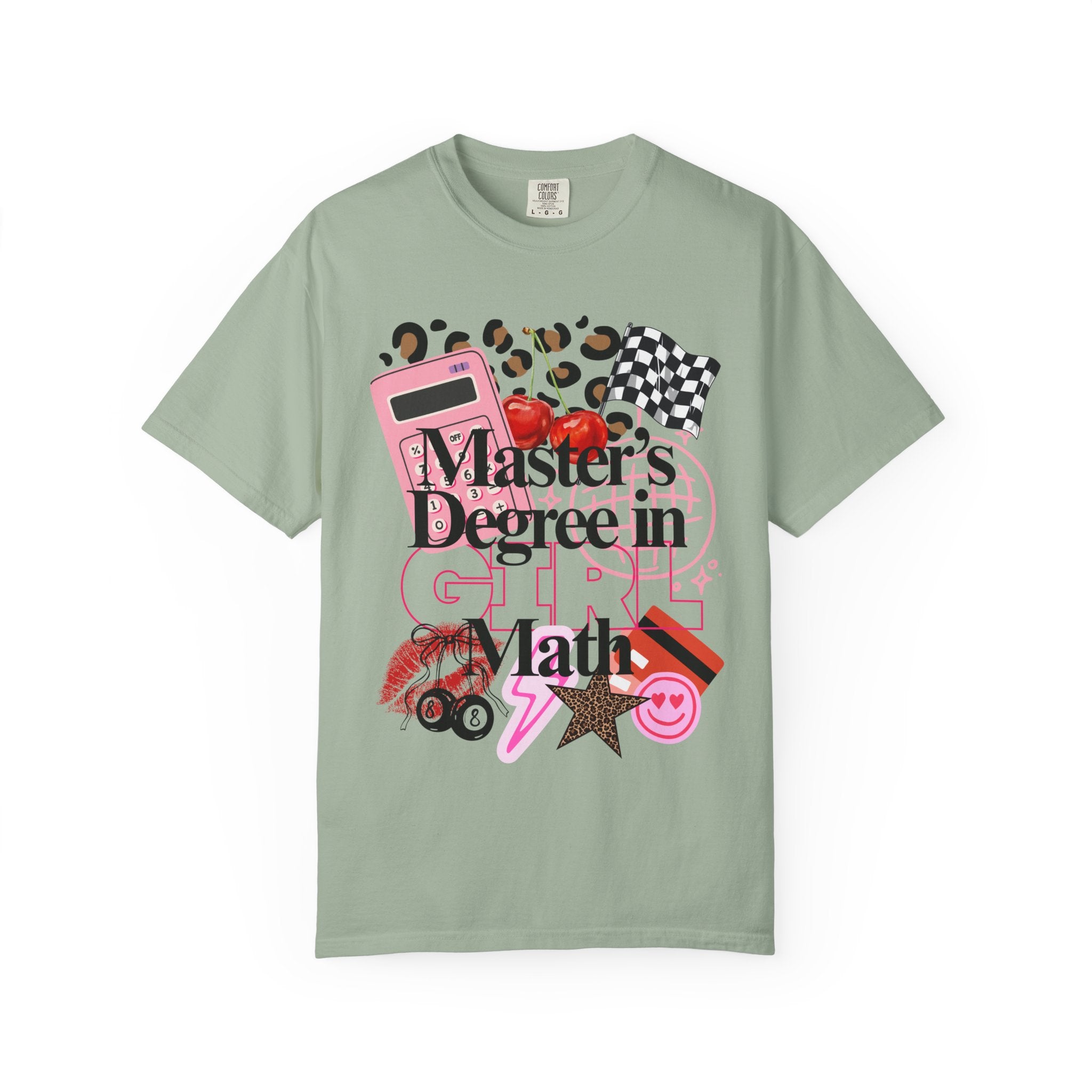Master's Degree in Girl Math T-shirt | Calculator Leopard Heart Collage Tee Shirt