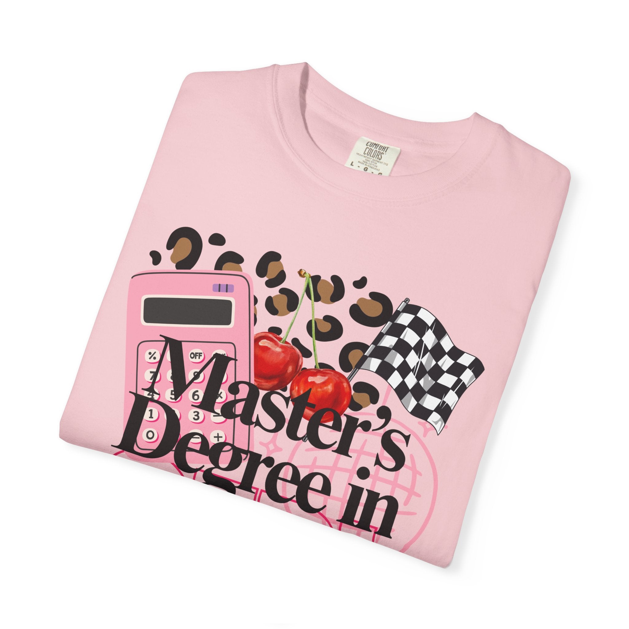 Master's Degree in Girl Math T-shirt | Calculator Leopard Heart Collage Tee Shirt
