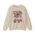 Master's Degree in Girl Math Sweatshirt | Pink calculator, leopard print, math icons
