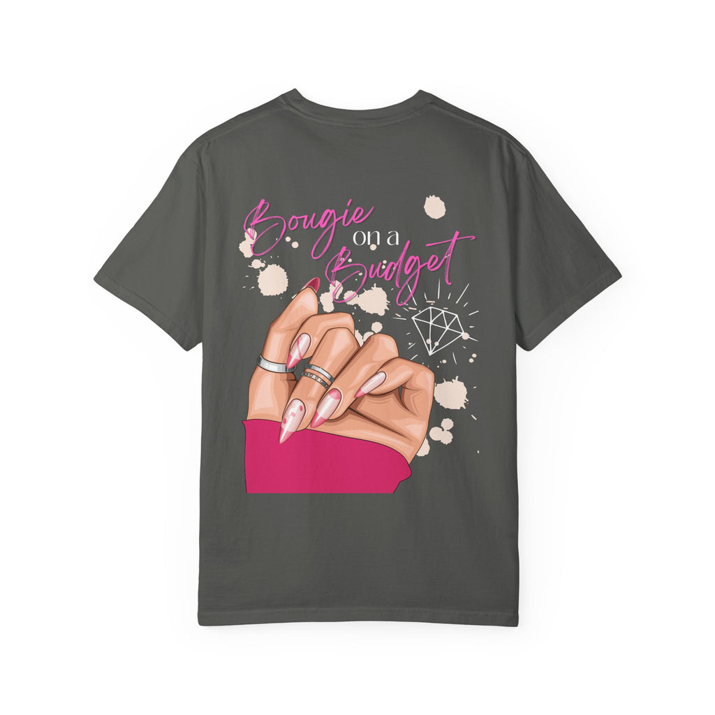 Bougie on a Budget COMFORT COLORS Nail Girly T-Shirt, Graphic Tee, Press-on Nails, Bougie Babes T-Shirt