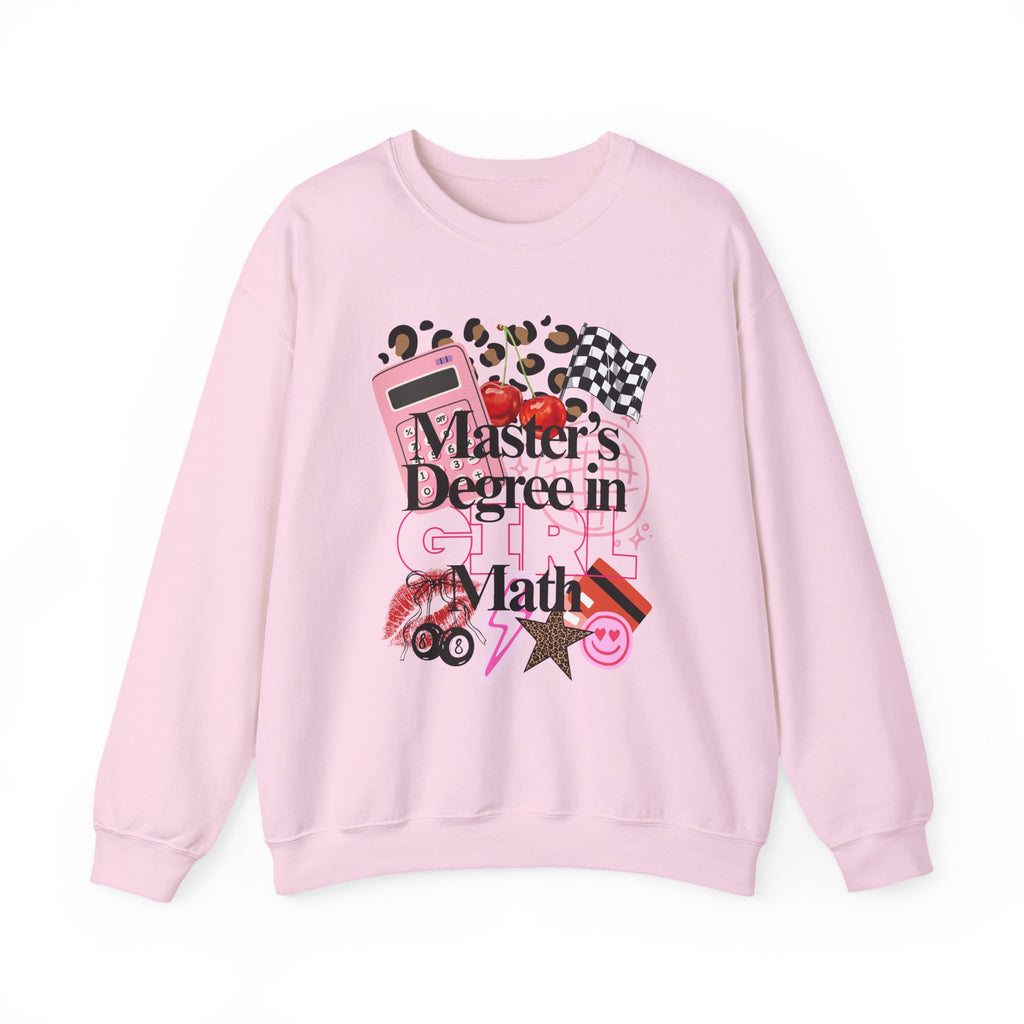 Master's Degree in Girl Math Sweatshirt | Pink calculator, leopard print, math icons