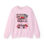 Master's Degree in Girl Math Sweatshirt | Pink calculator, leopard print, math icons