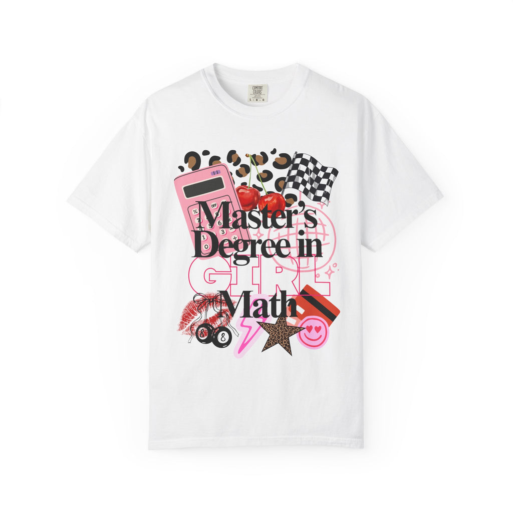 Master's Degree in Girl Math T-shirt | Calculator Leopard Heart Collage Tee Shirt